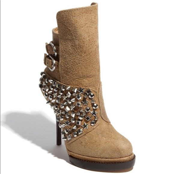 Jeffrey Campbell Tan Studded Carnegie Bootie - Picture 2 of 8